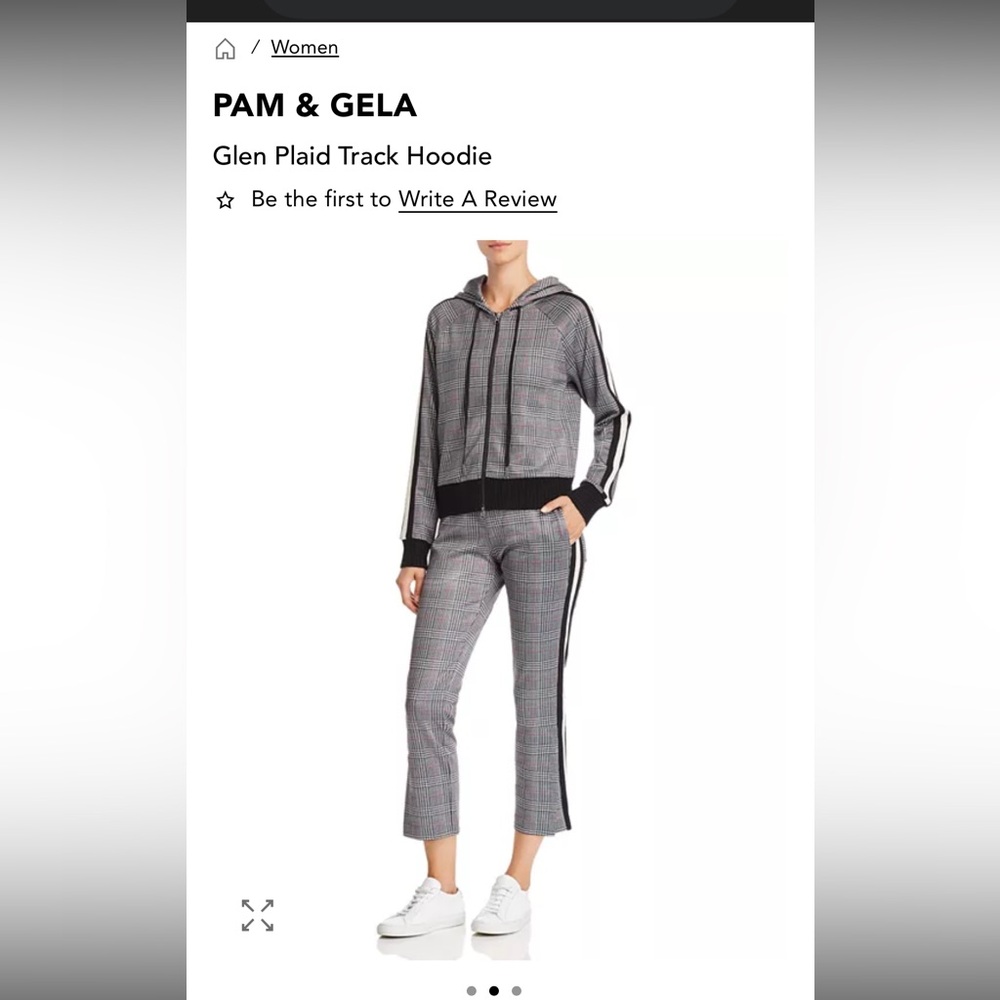Pam & Gela Women's Black, red and White Plaid Bomber Jacket & Pant set